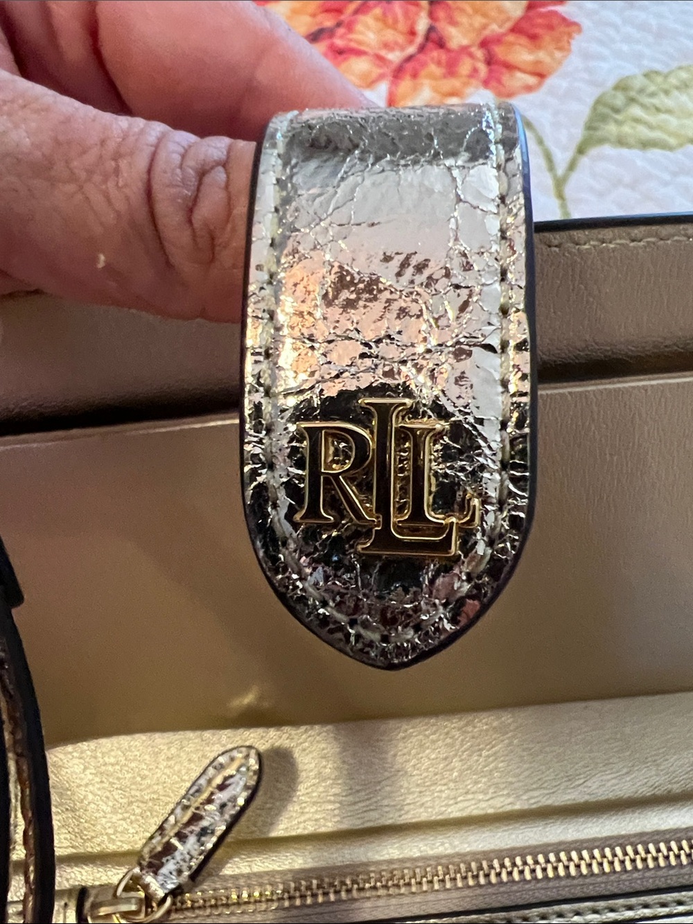 Ralph Lauren Metallic Gold Silver Wallet Wristlet with RL Logo - Picture 12 of 12